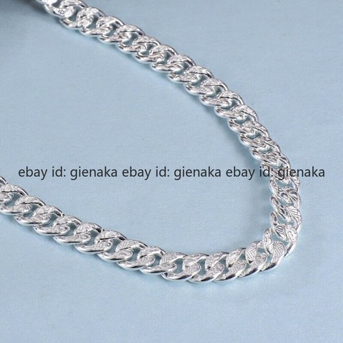 Reines S999 Feinsilber Herren Halskette 9,5 mm Segen Kubanische Flachgliederkette 26 Zoll - Bild 11 von 13