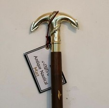 Vintage Designer Anchor Handle Antique Style Wooden Walking Stick Nautical Cane