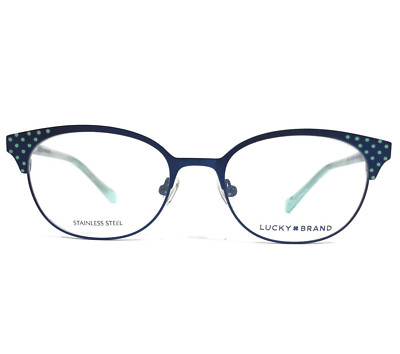 Lucky Brand Eyeglasses Frames D718 BLUE Spotted Full Rim Cat Eye 48-17-125