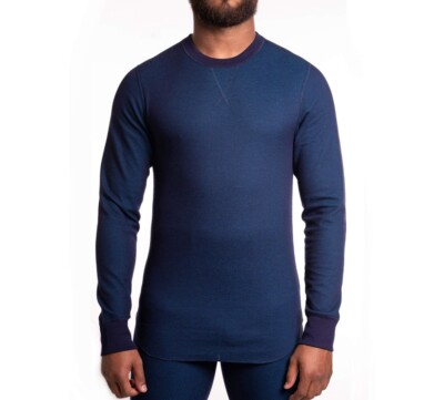 Hanes Mens Thermal Base Layer Raschel Reversible Crew Top