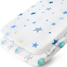 Breathable Muslin Bassinet Sheets Fit Rectangle Bassinet Mattress 2 Pack 20"x33"