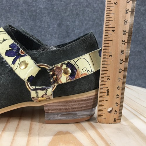 Farylrobin Boots Womens 7.5 M Django Lucite Ankle Bootie Gray Floral Block Heels - Picture 12 of 19