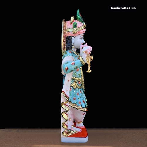 Statua Krishna in marmo idolo Moorti 60 cm grande scultura indù casa tempio preghiera - Foto 5 di 7