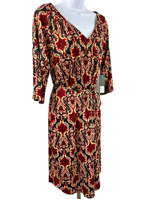 GNW Size L Multicolor 3/4 Sleeve Jersey Knit Dress
