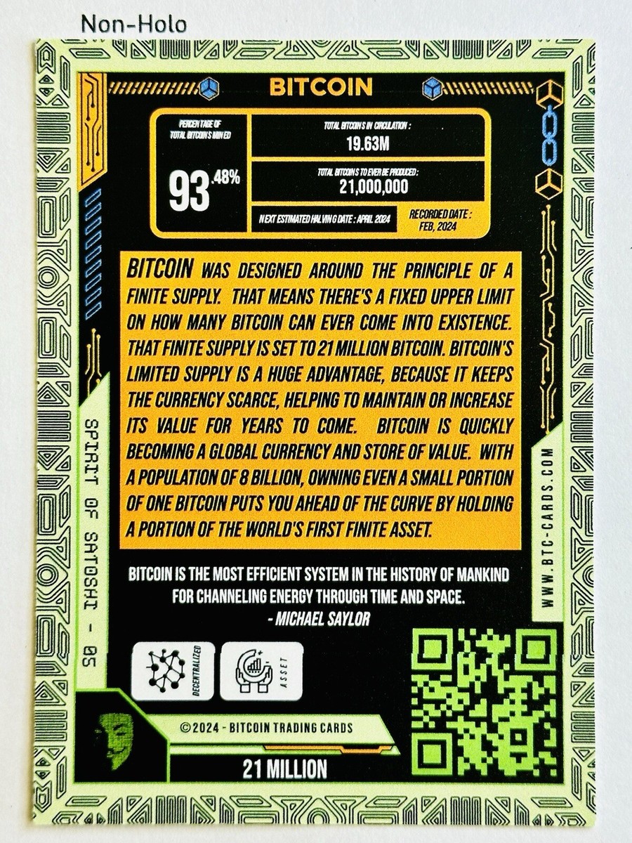 21 MILLION #5 2024 Bitcoin Trading Cards BTCTC Spirit Of Satoshi BASE /556