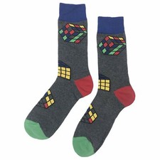 NWT Puzzle Cube Dress Socks Novelty Men 8-12 Gray Crazy Fun Sockfly