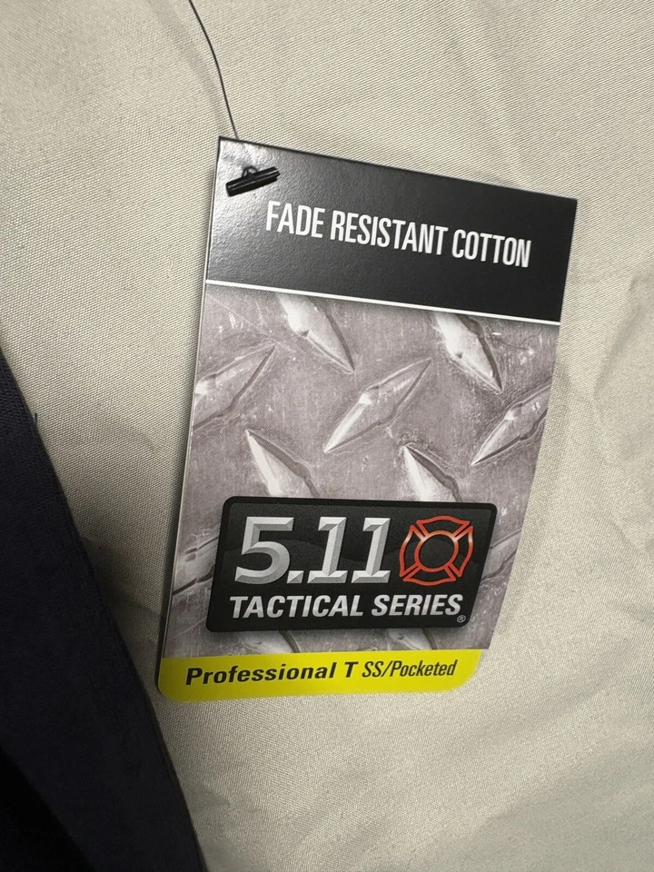 5.11 Tactical Series Profesional T Manga Corta Bolsillo Fuego Azul Marino Algodón 3XL Nuevo Foto 2 de 4