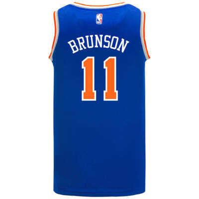 New York Knicks Jalen Brunson Nike Blue Sponsor NBA Swingman