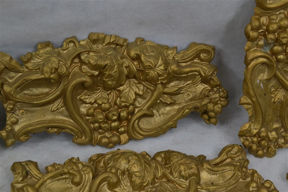 古董檐口天花板压花黄铜打捞踏板金色11件6x11.5 — 第 4/4 张图片