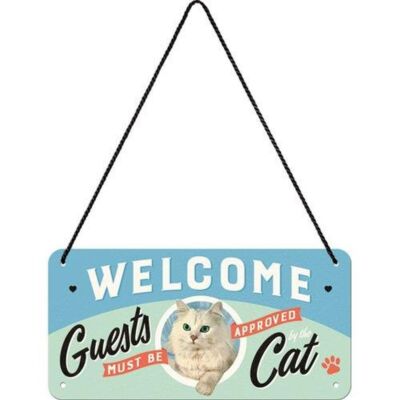 Nostalgic-Art - Katzen Blechschild Hängeschild 10x20 cm - Welcome Guests Cat