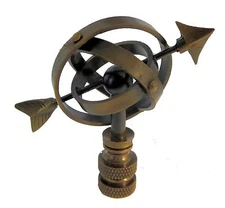 ANTIQUE BRASS SUNDIAL LAMP SHADE FINIAL  TF-25