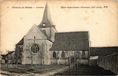 Old postcard Avernes Eglise Saint-Lucien FRANCE (1309334)