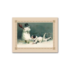 Pierrot And Snowman With Champagne New Year's Vintage Image Postcard