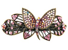 Butterfly Leaf Hair French Metal Barrette Clasp Clip Austrian crystal Rhinestone