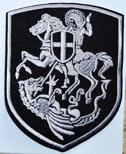 ST.GEORGE KILL DRAGON SHIELD CROSS ORTHODOX Crusader IRON ON PATCH - Picture 1 of 1