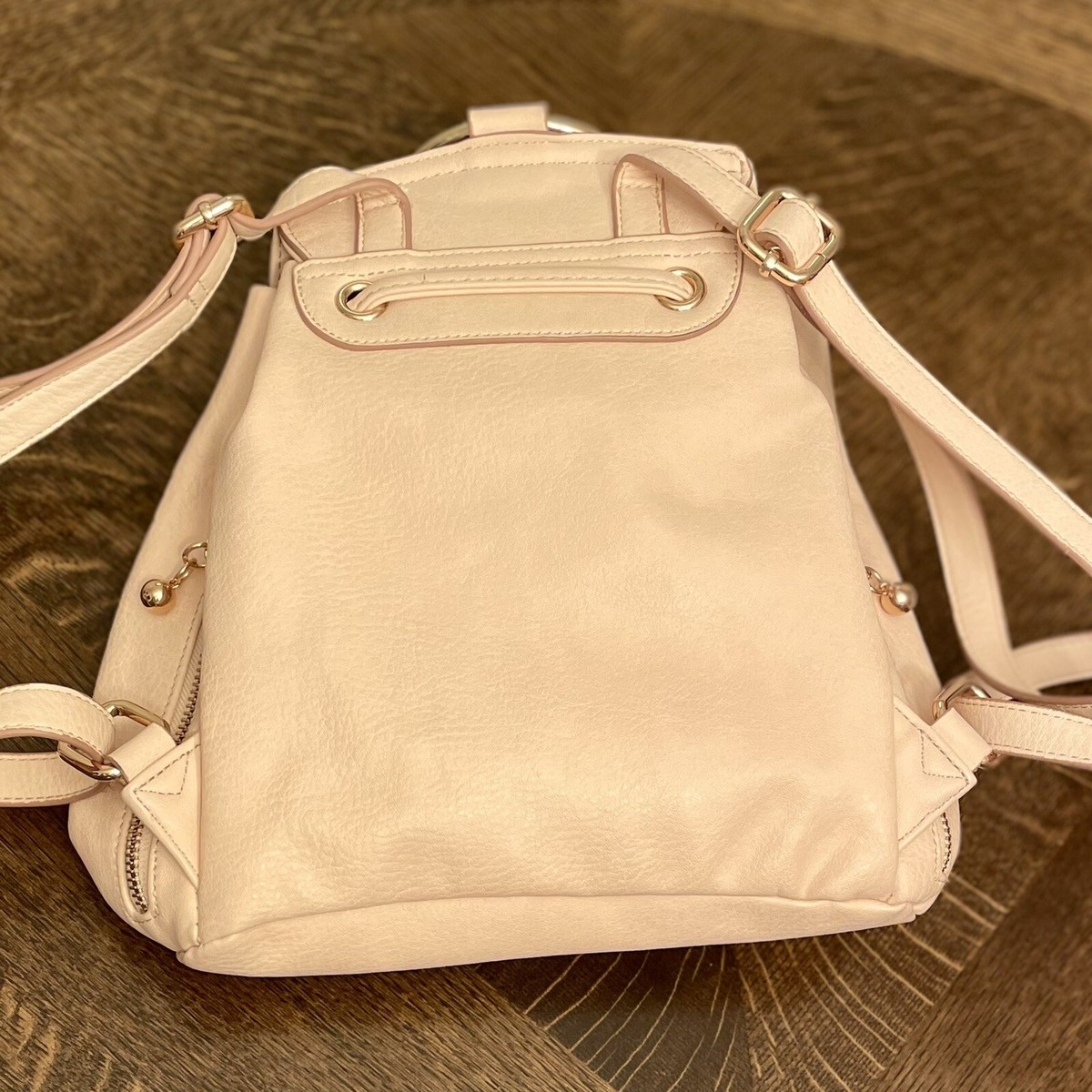 Lauren Conrad O Ring Drawstring Backpack Handbag Blush Pink 