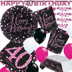 40. GEBURTSTAG - PINK SPARKLING - Deko 40 Party Set Geburtstagsdeko Tischdeko