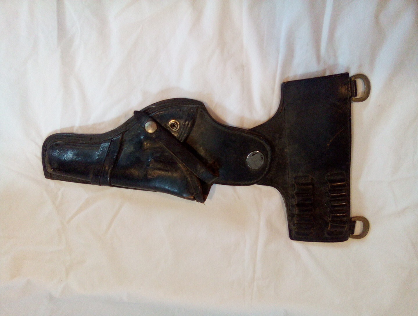 Vintage JAY-PEE Revolver Duty Holster Solid Brass Rings ....I...