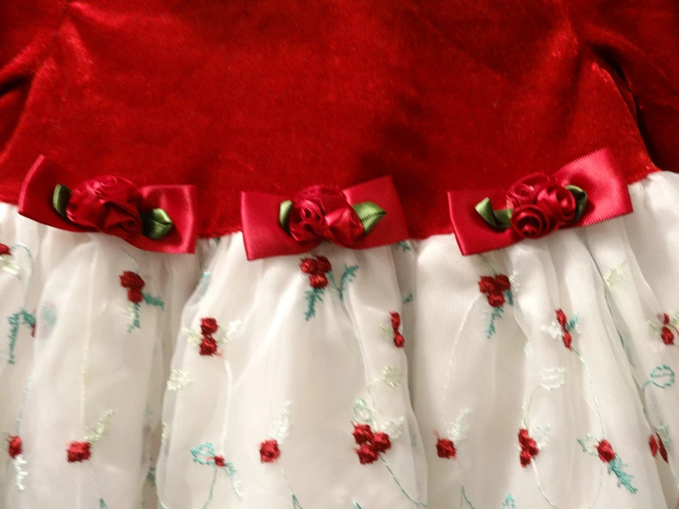 Vestido de Navidad Wonderkids Rojo Blanco Cuello de Piel Sintética Tul Sin Mangas Niñas 24M Usado en Excelente Condición Foto 3 de 4