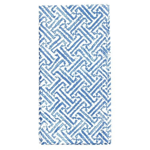 Laubsägearbeit blau weiß Caspari 4er Set handbedruckt indische Baumwolle Servietten 50 cm sq - Bild 2 von 2