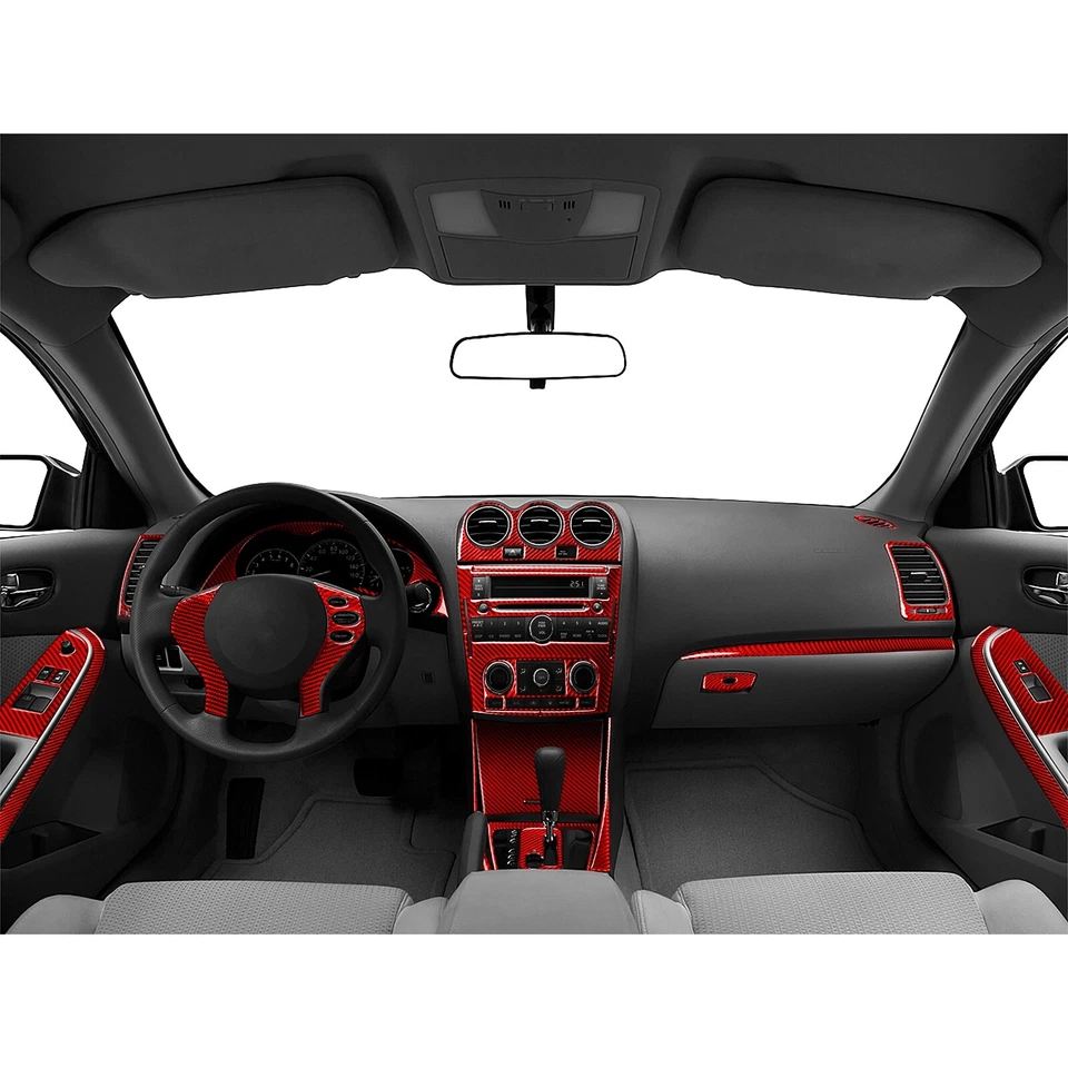 Kits de embellecedores interiores de fibra de carbono roja de 35 piezas para Nissan Altima Teana 2008-2012 Foto 2 de 4