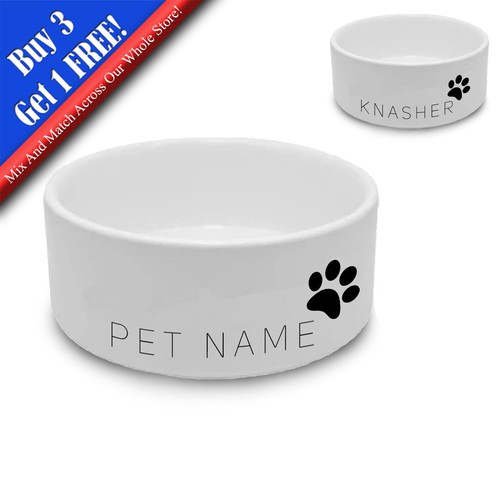 Personalised Small Pet Bowl with Name and Paw Print, Personalise with Any Name