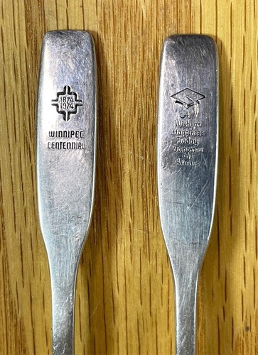 5 Souvenir Silver Plate Spoons Collectible Vintage Canada NDP BC Winnepeg - Picture 11 of 13