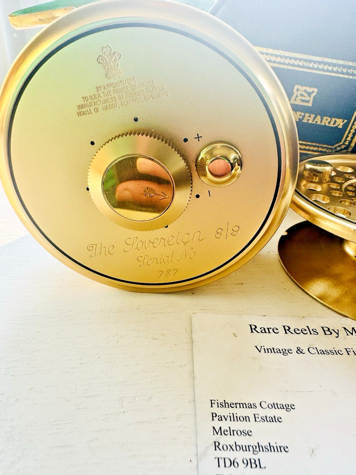 Vintage Hardy Gold Sovereign 8/9 Fly Reel with Spool Floating Line & Case