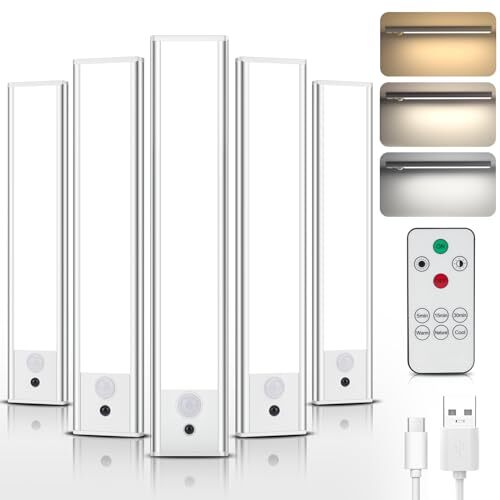 Under Cabinet Lights Motion Sensor Remote Control, 3 Color 8.07 Inch - 5 Pack