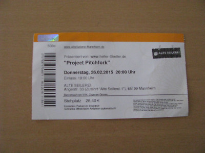 Project Pitchfork Tour 2015 Ticket Mannheim Alte Seilerei 26.02.2015 