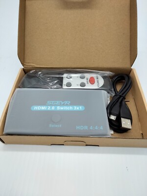 SGEYR HDMI 2.0 Switch Splitter 3 Port 4K HDMI Switcher 3 in 1 Out Metal HDMI Swi