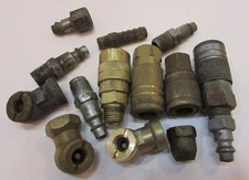 Lot Vintage Brass Steel Air Compressor Hose Tool Ends Parts Adapters etc