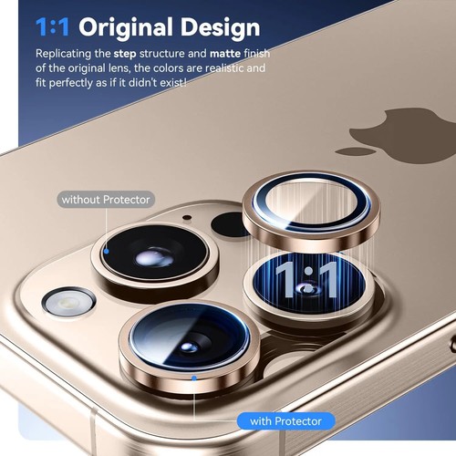 Original Color Metal Glass Camera Lens Rings Protector Cap For iPhone 16 Pro Max - Picture 2 of 34