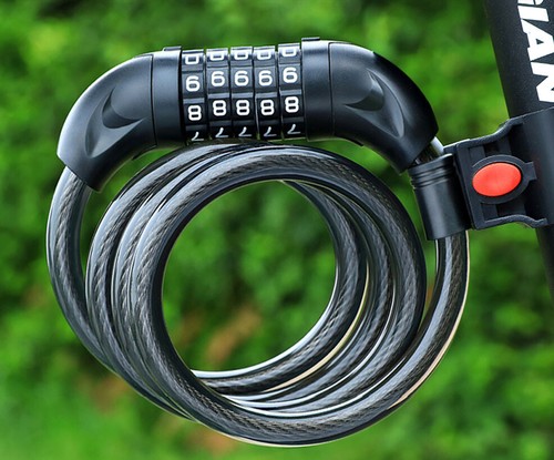 5-Digit Combination Password Bike Lock Cable Chain Lock with Bracket 40" cable - 第 1/11 張圖片