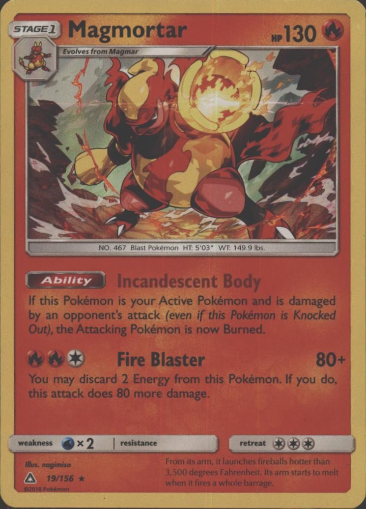 Magmortar 19/156 Holo Rare Ultra Prism Pokemon Near Mint