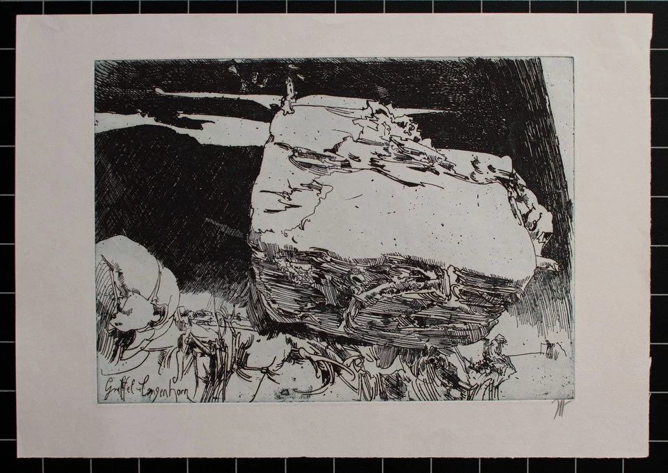 Horst Janssen Der Angler Griffelkunst signiert Radierung auf Büttenpapier 1984 - Bild 2 von 4