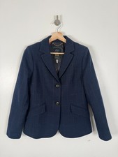 Joules Tweed Blazer Jacket Size UK 10 Navy Blue Check Wool Country Hacking
