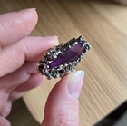 Vintage Sterling Silver Brutalist Amethyst Ring