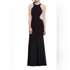Xscape Black & Champagne Beaded Illusion-Trim Gown, Size 12, NEW, Wedding, Prom