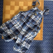 Vintage Oshkosh Boys Blue Plaid Overalls Vestbak 24 Month