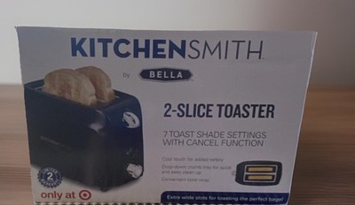 KitchenSmith by Bella 2-Slice Toaster Black 7 Settings Extra Wide Slots