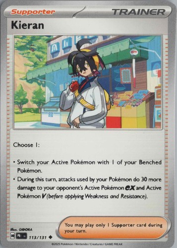2025 POKÉMON SCARLET AND VIOLET PRISMATIC EVOLUTIONS #113 KIERAN FULL ART