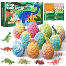 Dinosaur Bath Bombs for Kids with Surprise Inside, 10 Pack Natural Dino Eggs ...