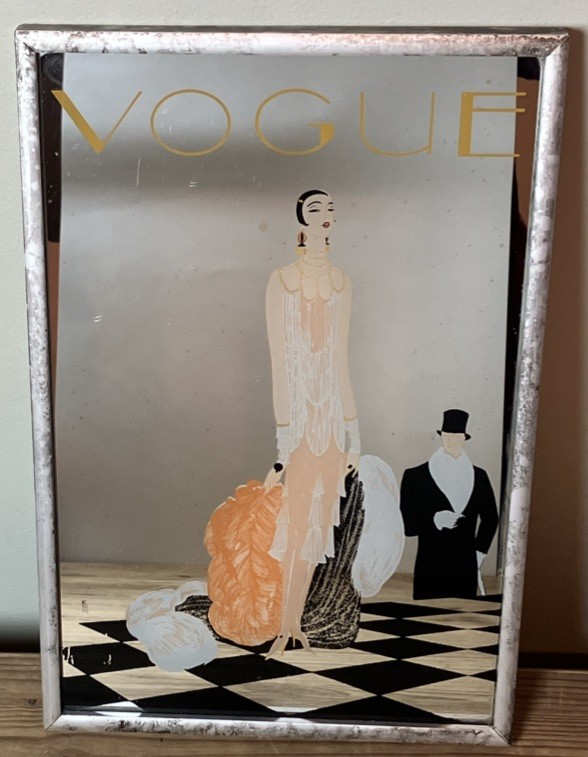 vogue ミラー　ヴィンテージ　鏡　アールデコ　アンティーク Vintage Vogue Mirror 1925 Art Deco Cover Benito HTF 12”x8