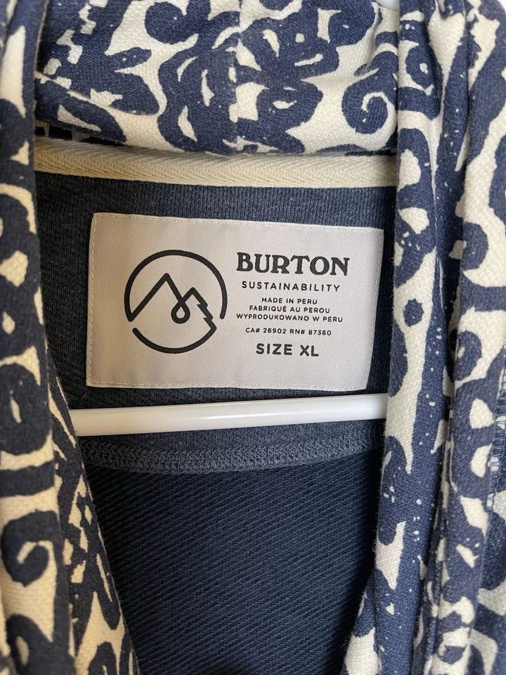 Mujer Burton Pullover Sudadera Azul Blanco Talla XL Mezcla Algodón EE. UU. Esquí Foto 3 de 4