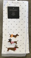 Cynthia Rowley Halloween Costume Dachshund Dog Dish Towels Kitchen Set Of 2