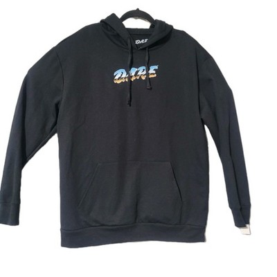 D.A.R.E. Size Large Black Graphic Double-Sided Hoodie NWT
