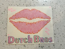 DUTCH BROS Coffee Sticker - Large Red Lips Kiss -  Hard to Find