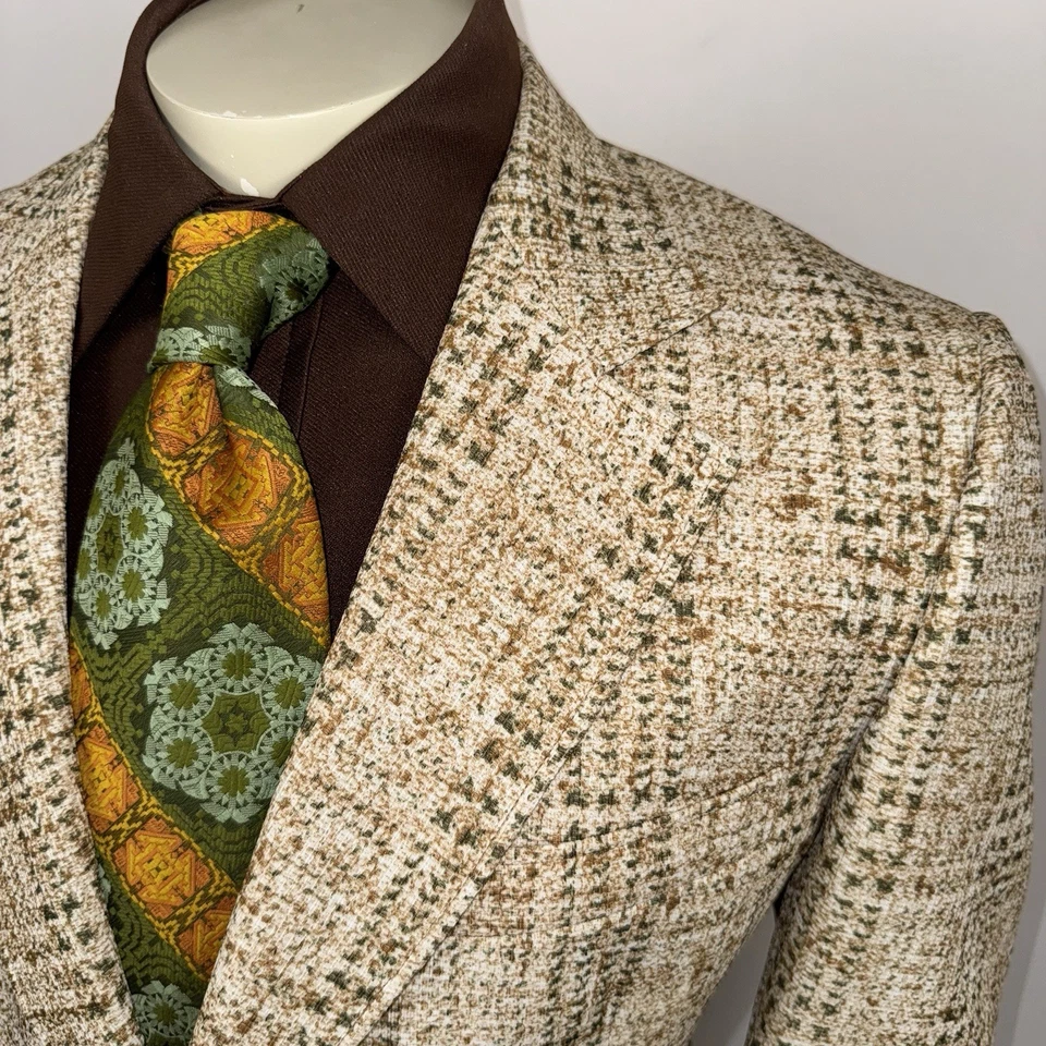 Chaqueta Blazer De Colección Años 60 70 Traje de Ocio Abrigo Deportivo Disco Poliéster Para Hombres 44 Largo Foto 4 de 4