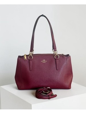 Coach Christie Carryall Oxblood Crossgrain Leather Shoulder Crossbody Bag